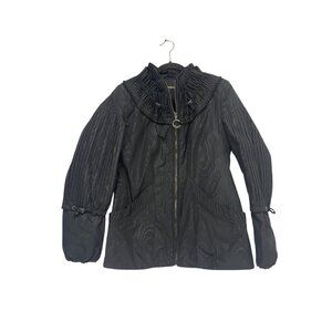Creenstone Womens Jacket Size 36 US 4-6 Small Black Jacquard Swirl Full Zip